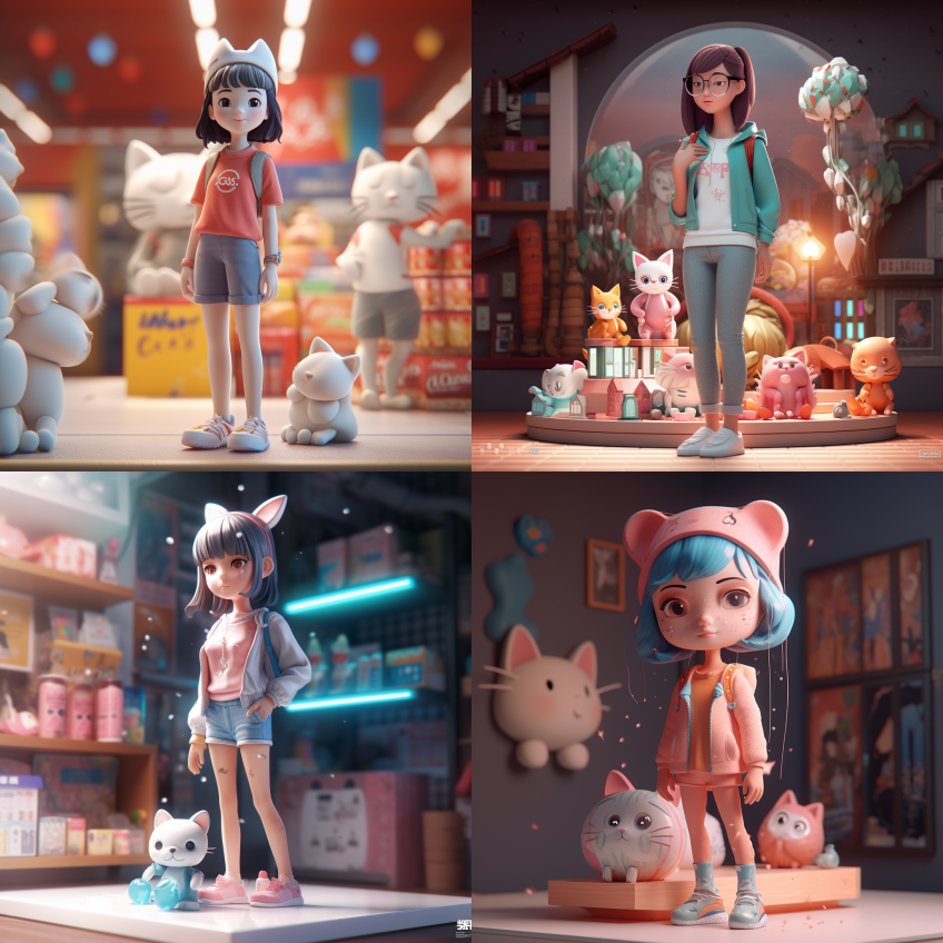 一个非常可爱的女孩的全身3D艺术作品 – Midjourney Prompt-葫芦娃AI-一起学AI葫芦娃AI